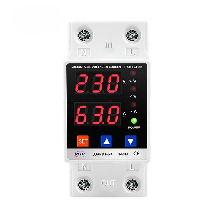 Quicksense 63A Din-Rail Voltage Protector 220V Auto Reconnect Digital Display