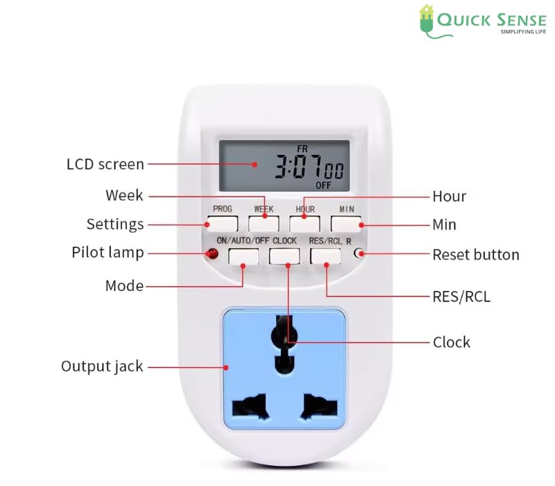 Quick Sense Programmable Digital Timer Plug with Day Night Sensor