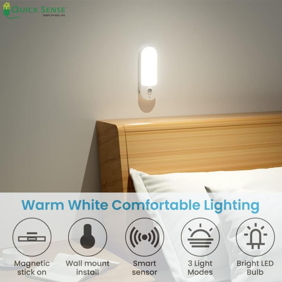 Quick Sense Rechargeable Motion Sensor LED Night Light USB-Powered Magnetic
