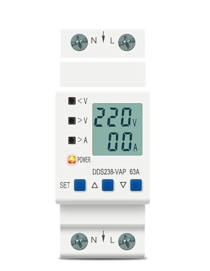 Quick Sense 63A DIN Voltage Protector with LCD Energy Meter