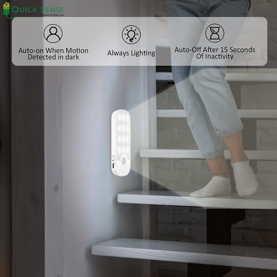Quick Sense Rechargeable Motion Sensor LED Night Light USB-Powered Magnetic