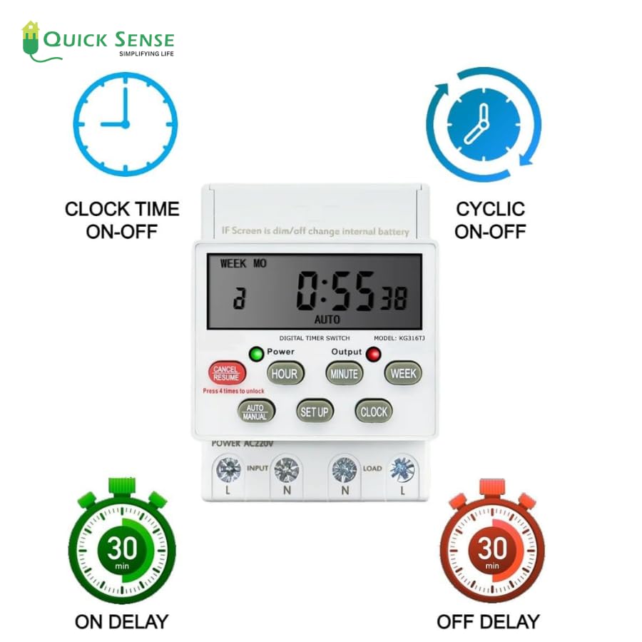 Quick Sense QS-TS1 30A 240V Programmable Digital Timer Switch LCD