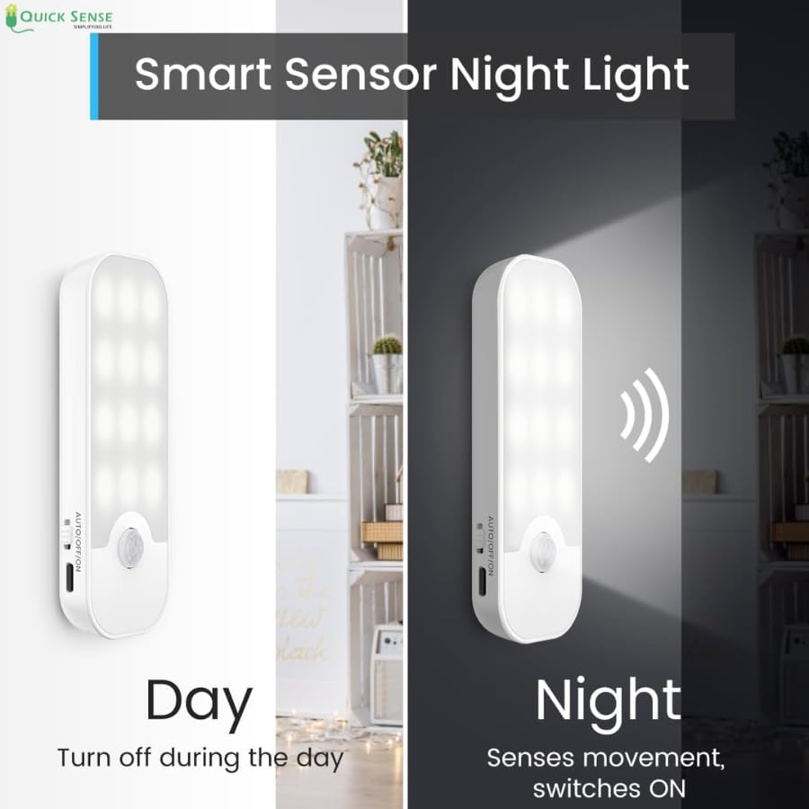 Quick Sense Rechargeable Motion Sensor LED Night Light USB-Powered Magnetic