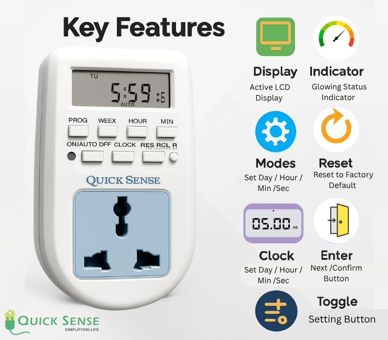 Quick Sense Programmable Digital Timer Plug with Day Night Sensor