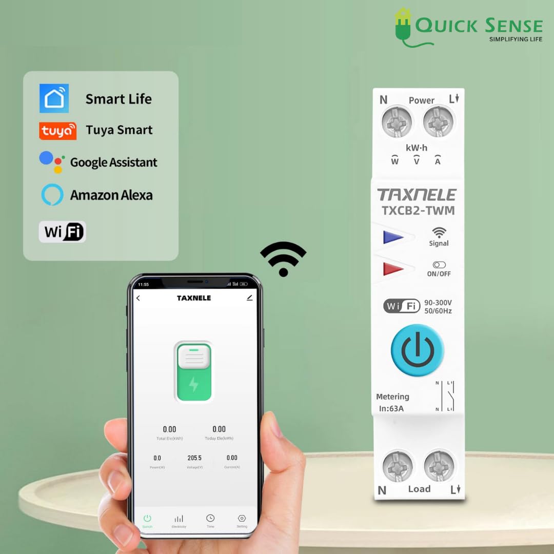 Quick Sense Smart WiFi Circuit Breaker 1P 63A Energy Monitor