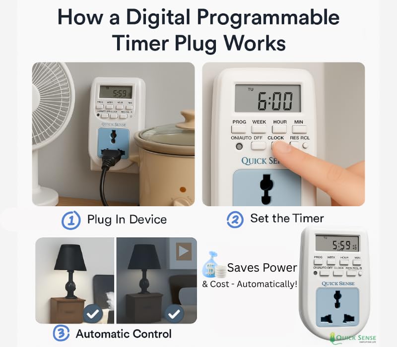 Quick Sense Programmable Digital Timer Plug with Day Night Sensor