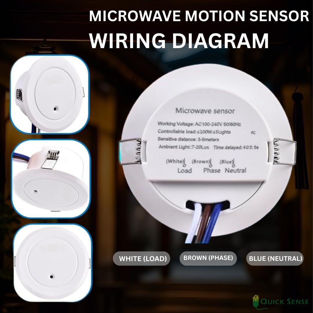 Quick Sense QS/M10/A Recessed Microwave Motion Sensor Switch 360° Detection
