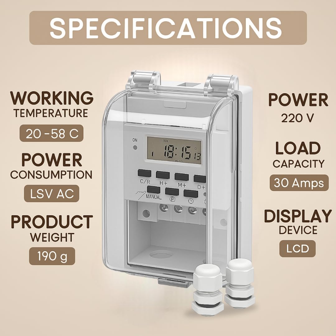 Quick Sense 30A DIN Rail Programmable Timer Switch Relay IP65