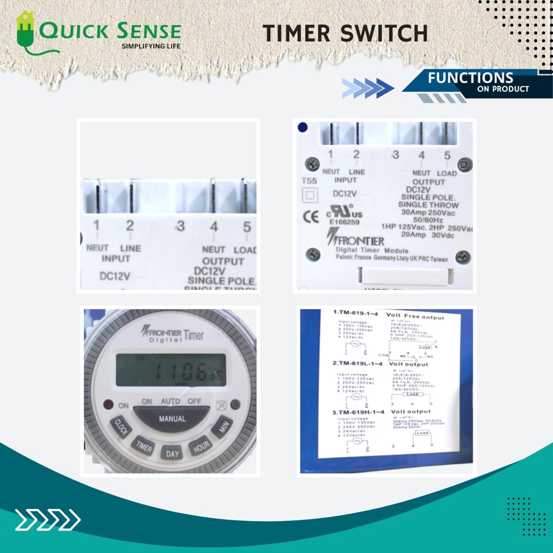 Quick Sense TM-619 12V DC Programmable Timer Switch for Pumps