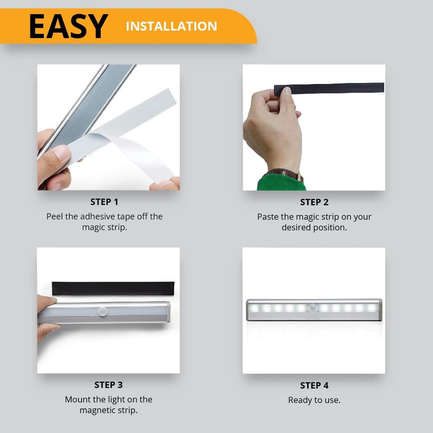 Quick Sense 10-LED Rechargeable Motion Sensor Cabinet Light Warm White
