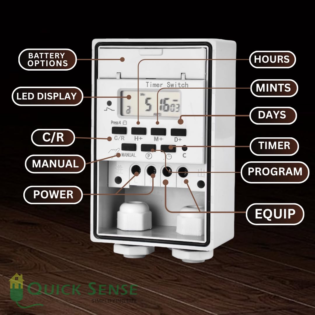 Quick Sense 30A DIN Rail Programmable Timer Switch Relay IP65