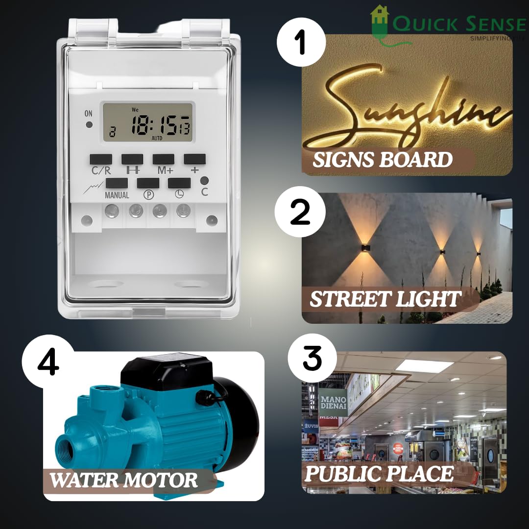 Quick Sense 30A DIN Rail Programmable Timer Switch Relay IP65