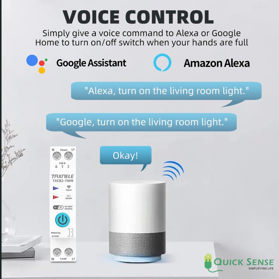 Quick Sense Smart WiFi Circuit Breaker 1P 63A Energy Monitor