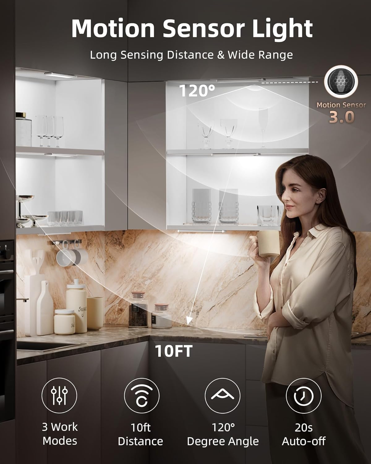 Quick Sense Rechargeable Motion Sensor LED Wardrobe Under-Cabinet Light