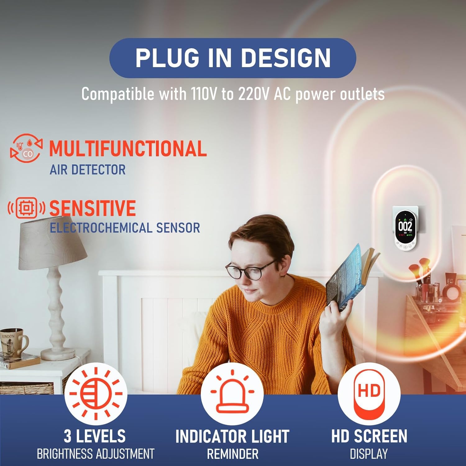 Quick Sense 4-in-1 Carbon Monoxide Gas Detector with HD