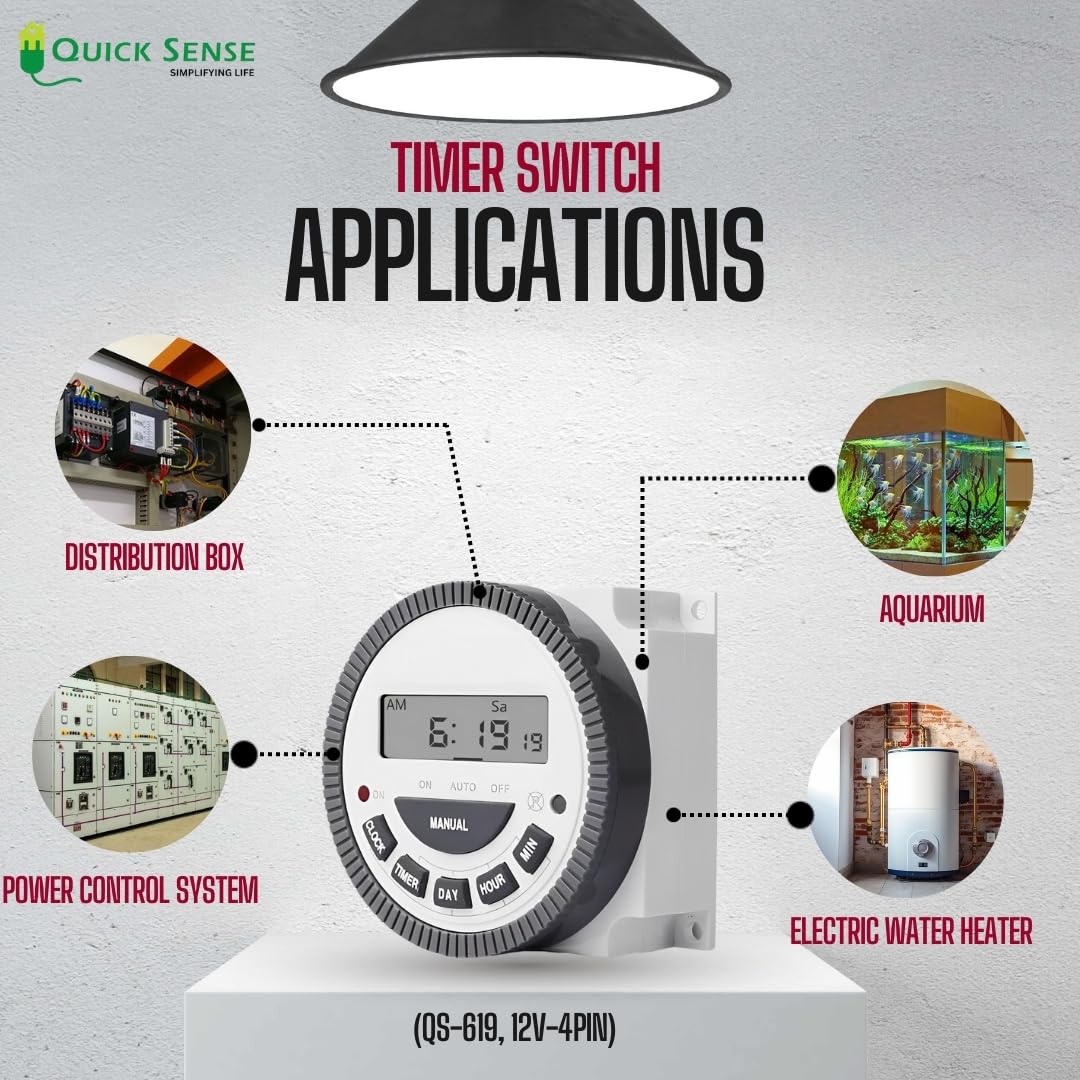 Quick Sense TM-619 12V DC Programmable Timer Switch for Pumps