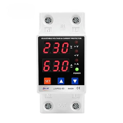 Quicksense 63A Din-Rail Voltage Protector 220V Auto Reconnect Digital Display