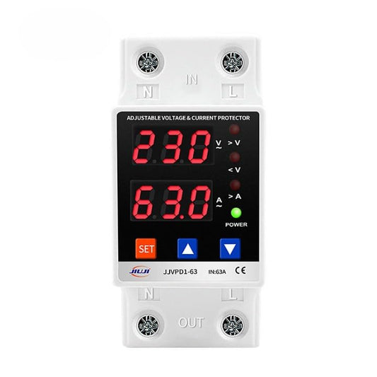 Quicksense 63A Din-Rail Voltage Protector 220V Auto Reconnect Digital Display