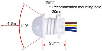 Quick sense(QS-05): Small Adjustable PIR Motion Sensor Day Night Indoor Light Switch - White