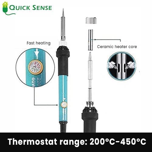 Quick Sense 60W Adjustable Temperature Soldering Iron With 5 Tips