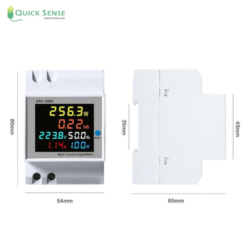 Quick Sense 100A Single-Phase DIN-Rail Multifunction LCD Energy Meter