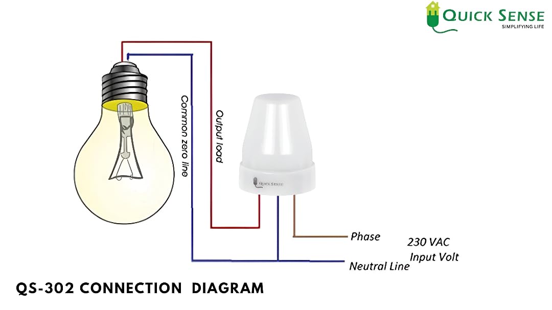 Quick Sense QS-302 220V Waterproof Photocell Day/Night LDR Sensor Switch