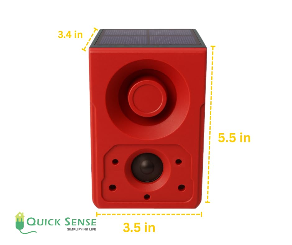 Solar Motion Sensor Alarm with 130dB Siren, Recording, USB