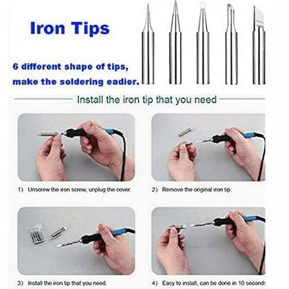 Quick Sense 60W Adjustable Temperature Soldering Iron With 5 Tips