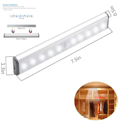 Quick Sense 10-LED Rechargeable Motion Sensor Cabinet Light Warm White