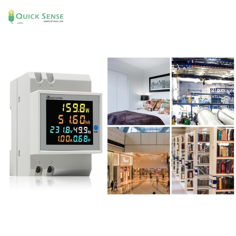 Quick Sense 100A Single-Phase DIN-Rail Multifunction LCD Energy Meter