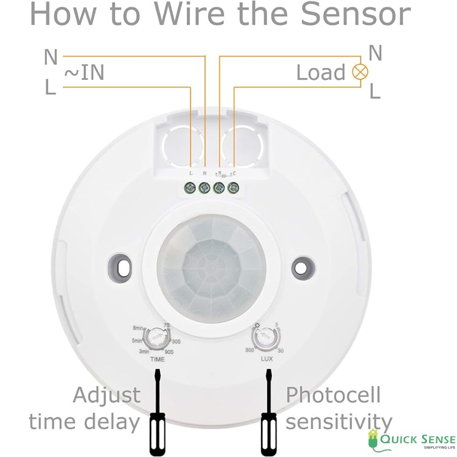 Quick Sense QS-08 360° Ceiling PIR Motion Sensor Slim 2.54cm Profile