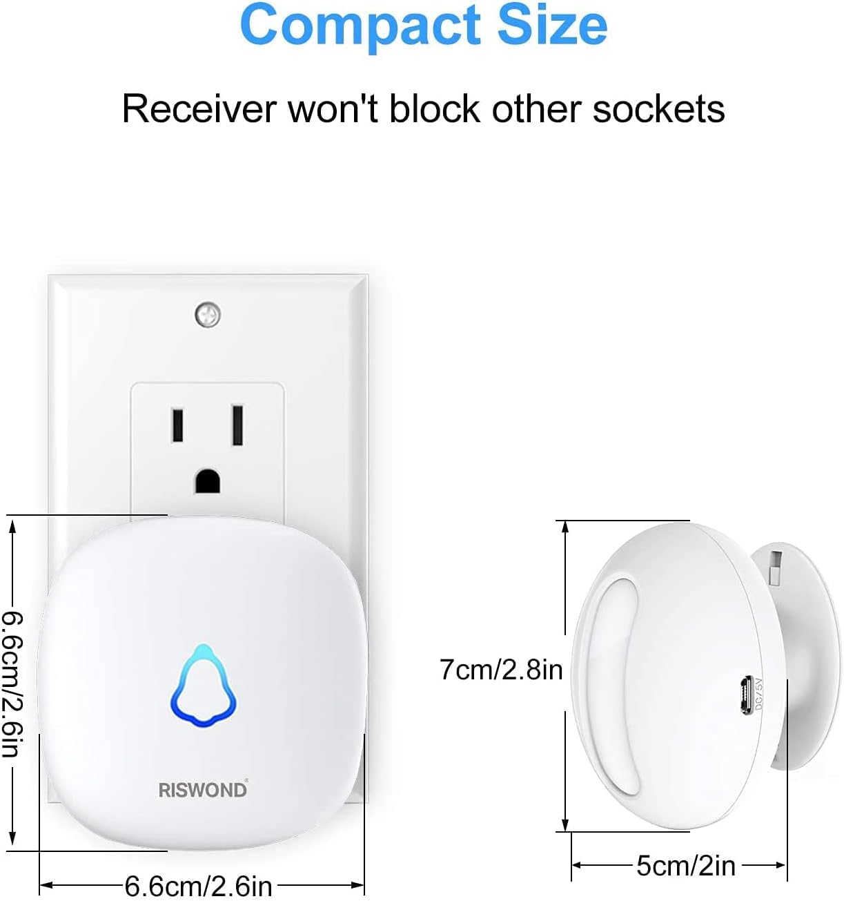 RISWOND Wireless Motion Sensor Door Chime 32 Tunes 152m Range