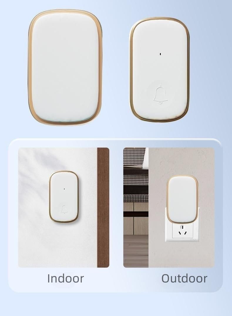 Quick Sense Wireless Doorbell with LED Flash, 5 Volumes, Mute