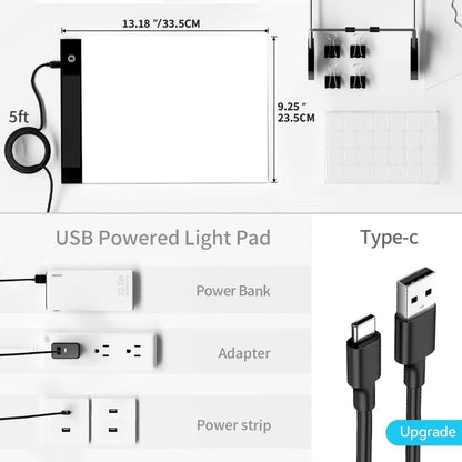 Quick Sense A4 NFC LED Tracing Light Box, Dimmable Touch-Control