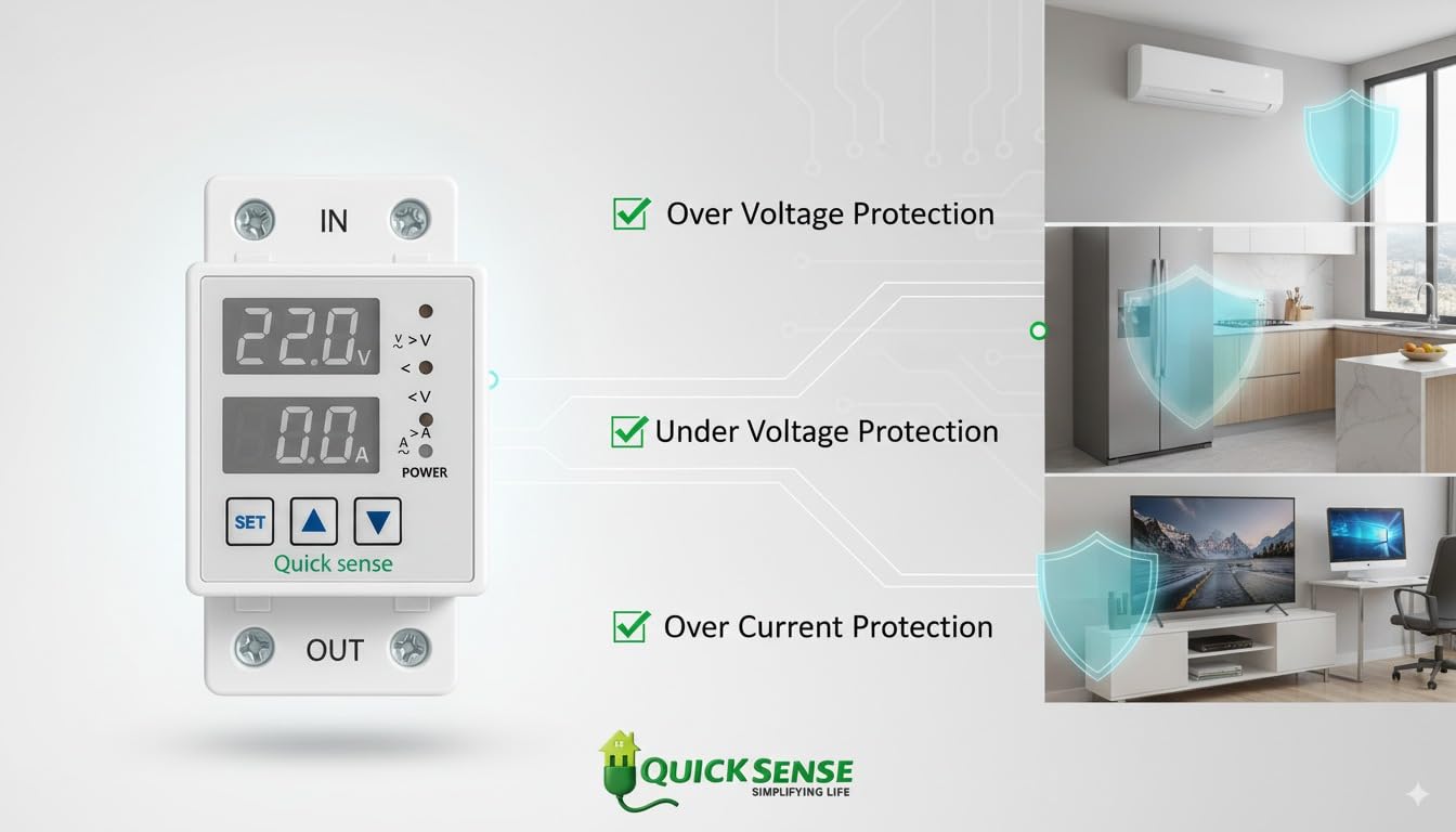 Quick Sense 220V Single Phase Voltage Protector with LED Display