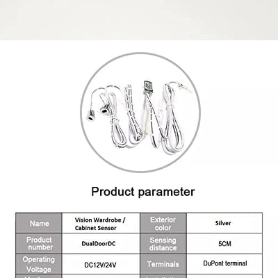 Quick Sense(QS-WR12):Dual Door Silver Finish Wardrobe/Cabinet/Closet Sensor for Auto On/Off Lights 12/24 Volt DC