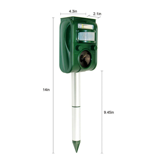 Solar Ultrasonic Animal Repeller with PIR Motion Sensor and LED
