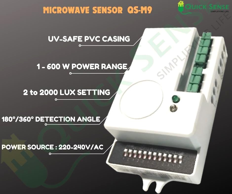 Quick Sense QS-M9 360° Microwave Motion Sensor 15m Ceiling Mount