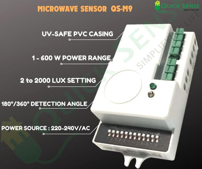 Quick Sense QS-M9 360° Microwave Motion Sensor 15m Ceiling Mount