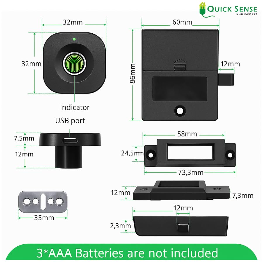 Quick Sense Bluetooth Fingerprint Cabinet Lock with App Apple Watch