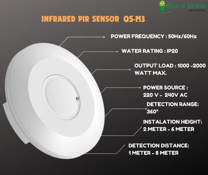 Quick Sense QS-M3 360° Microwave Motion Sensor with Light Sensor