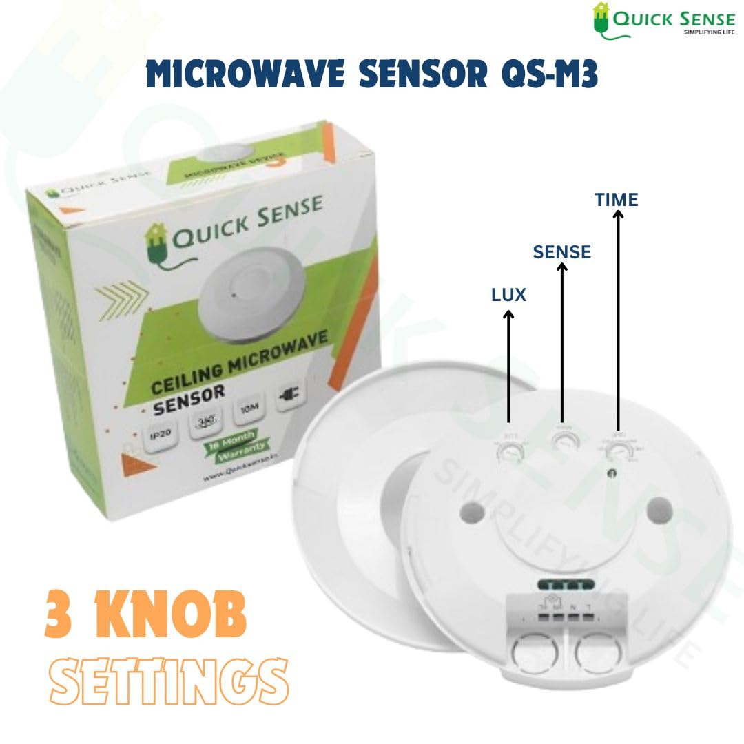 Quick Sense QS-M3 360° Microwave Motion Sensor with Light Sensor