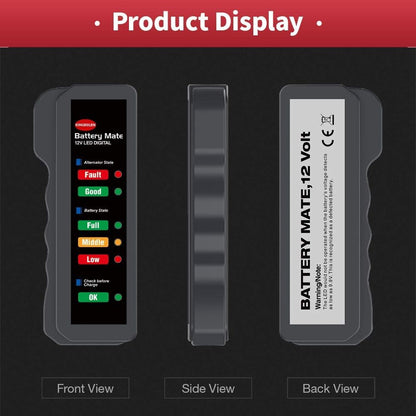 Quick Sense 12V Digital Battery Tester with 6-LED Alternator Check