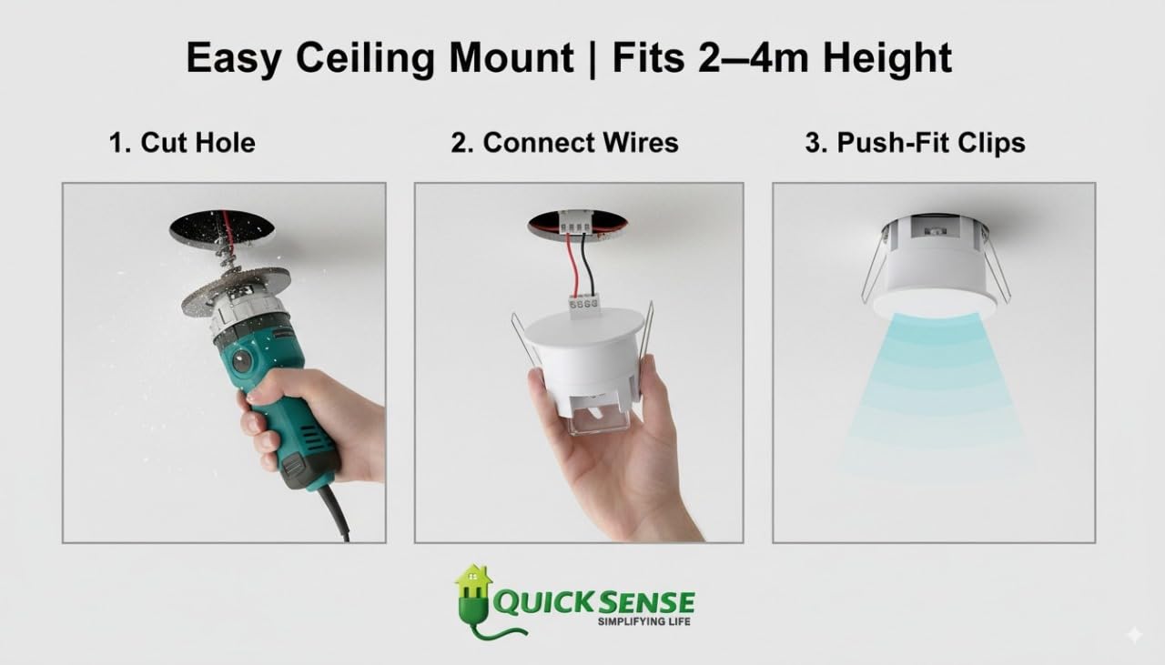 Quick Sense QS-BR02 Microwave Presence Sensor with Breath Detection 360°