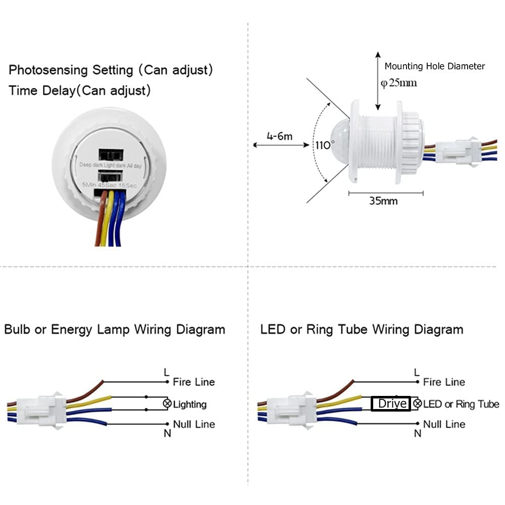 Quick Sense QS-05B Mini PIR Motion Sensor 120° 3–5m Range