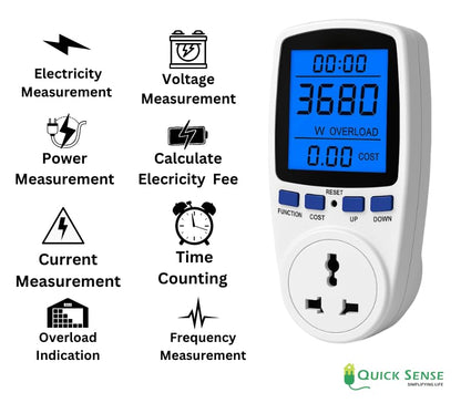 Quick Sense Energy Monitor Plug – Watt Meter kWh Voltage Amps