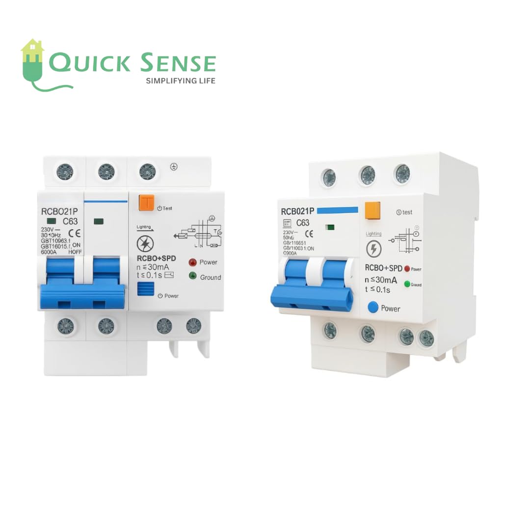 Quick Sense 63A 2-Pole RCBO DIN-Rail MCB with Leakage Protection