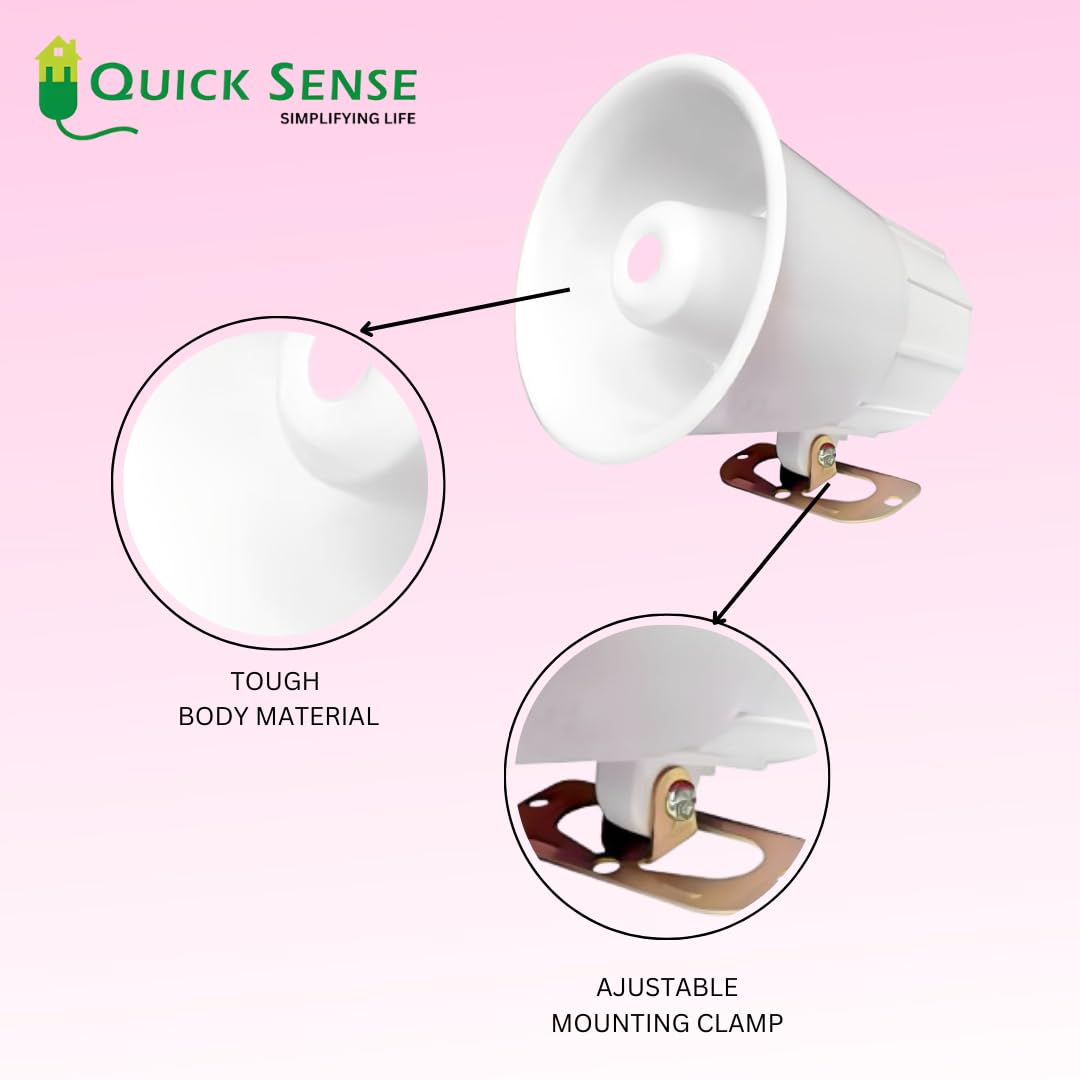 Quick Sense 122dB Industrial Hooter Siren Alarm 12V DC Weatherproof