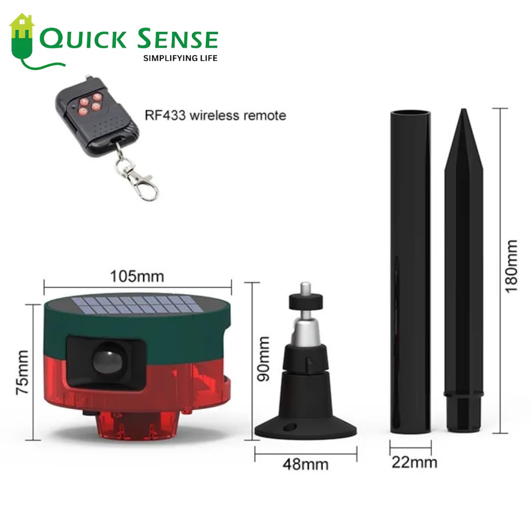 Quick Sense Solar Motion Alarm 360° Detection 129dB Siren