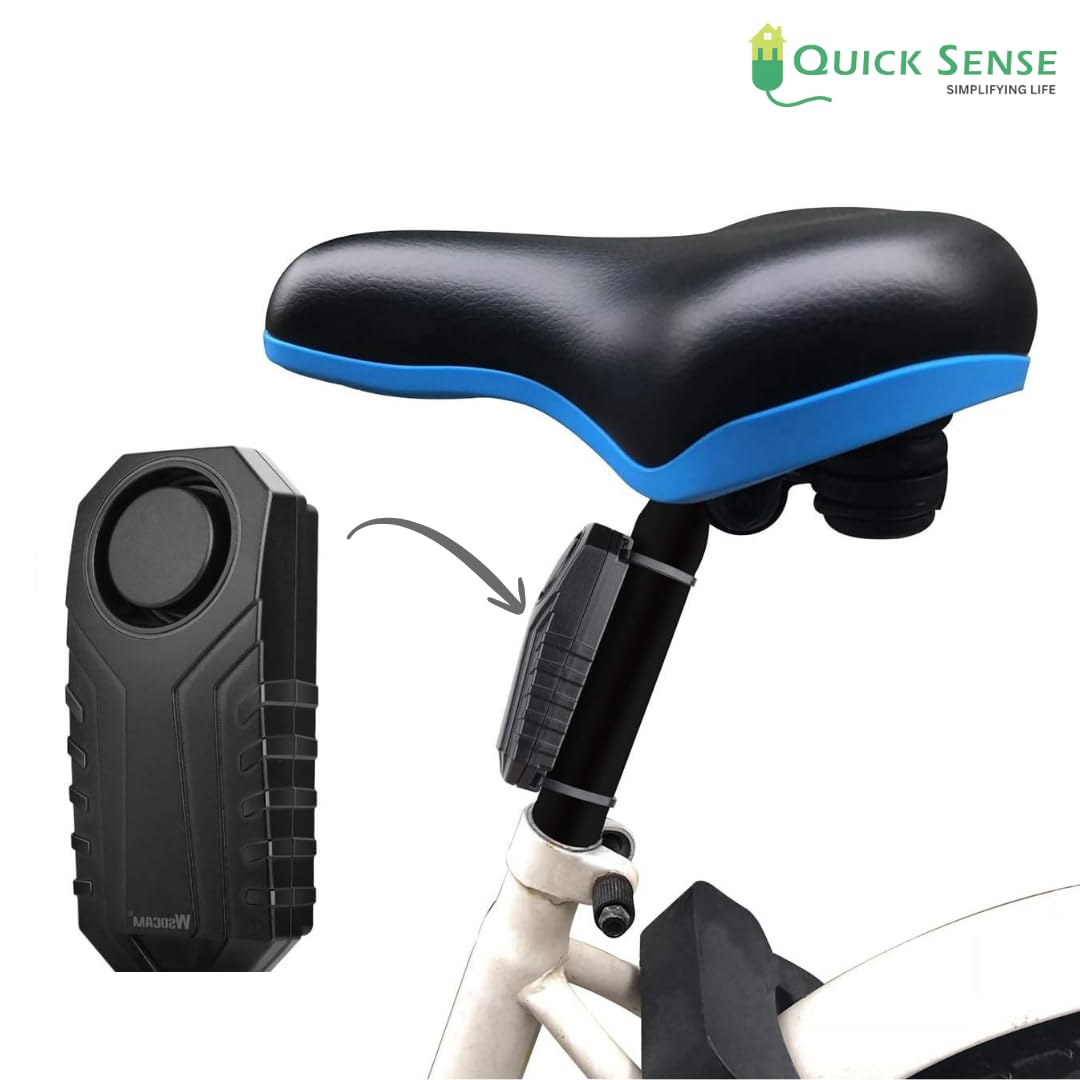 Quick Sense 113dB Wireless Bike Alarm with Remote, IP55 Waterproof